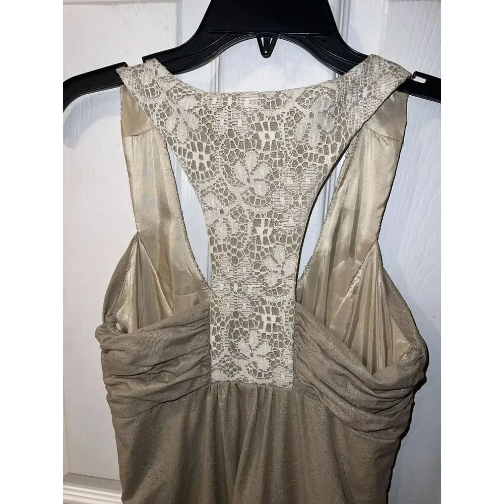 Molly NY Dress  linen Lace racerback fairy babydoll Romantic Minimal womens Sz 0